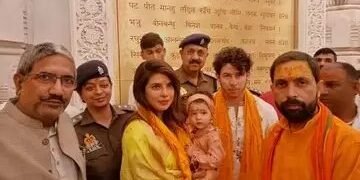 बेटी और पति निक के साथ होली से पहले राम लला के दर्शन करने पहुंची प्रियंका चौपड़ा