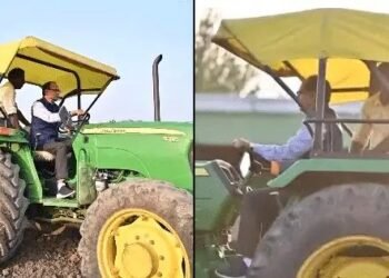 शिवराज सिंह चौहान ने ट्रैक्टर चलाकर टमाटर की खेती के लिए तैयार की जमीन