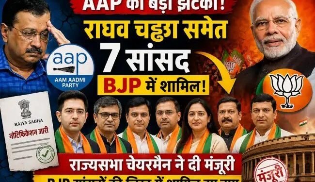 AAP को बड़ा झटका: राघव चड्ढा समेत 7 राज्यसभा सांसद BJP में शामिल, सदन में बदली सियासी तस्वीर