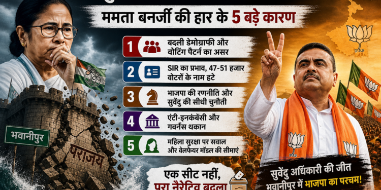 भवानीपुर का किला क्यों ढहा? ममता बनर्जी की हार के पीछे 5 बड़े राजनीतिक कारणों का विश्लेषण