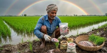 जिंक और बोरॉन ka use karte hue kisan