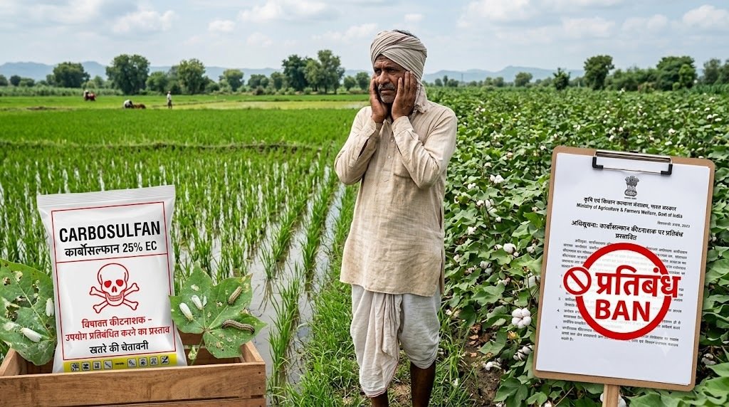 कार्बोसल्फान कीटनाशक पर केंद्र सरकार के प्रस्तावित प्रतिबंध का किसानों पर असर