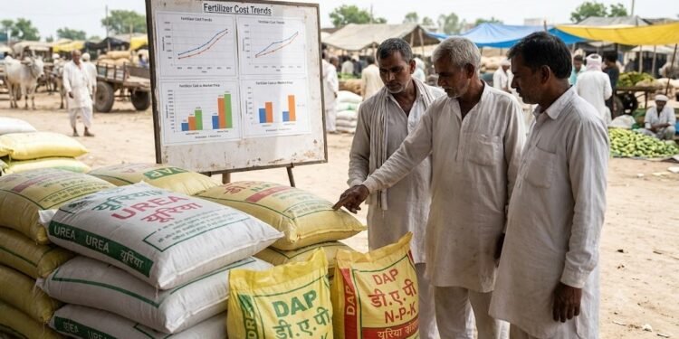उर्वरक सब्सिडी पर बढ़ते दबाव के बीच खाद खरीदते किसान