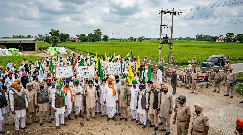 पंजाब में खाद और बिजली की मांग को लेकर किसान आंदोलन