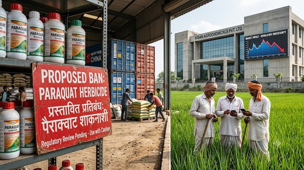 भारत में पैराक्वाट डाइक्लोराइड पर प्रस्तावित प्रतिबंध से कृषि रसायन उद्योग पर असर का सांकेतिक चित्र