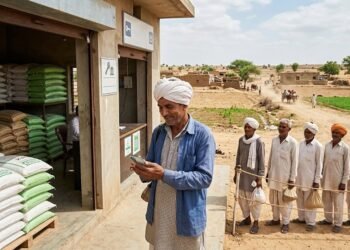 राजस्थान में किसान डिजिटल तरीके से खाद की बुकिंग करते हुए