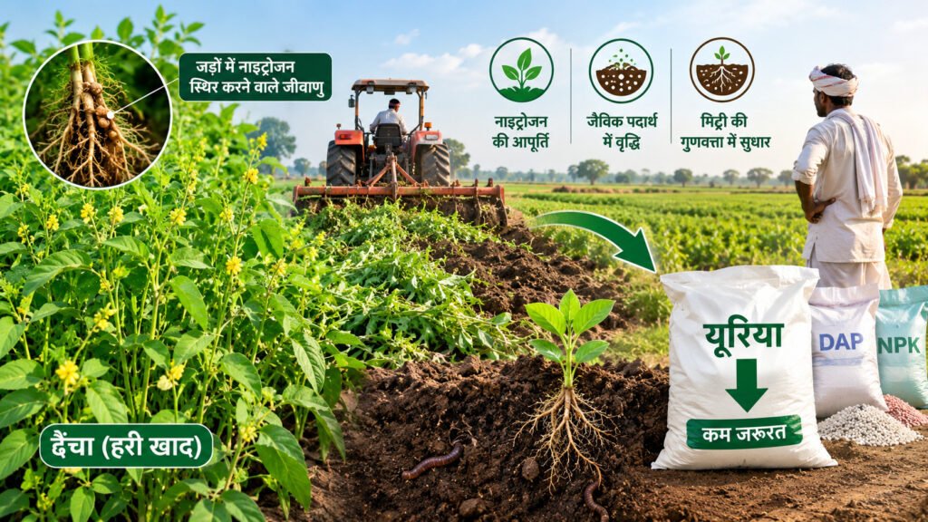 ढैंचा की हरी खाद से मिट्टी की उर्वरता सुधारने और यूरिया की जरूरत कम करने का तरीका