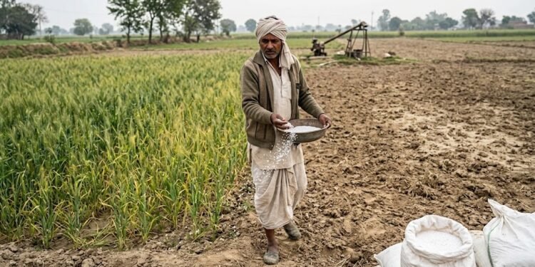 यूरिया की ज्यादा खपत से मिट्टी की सेहत पर असर और खेत में खाद डालता किसान